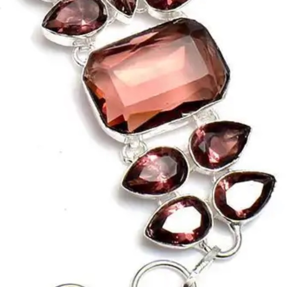 Exquisite Smokey Amethyst multi-gem cluster statement cuff Bracelet - Picture 10 of 12